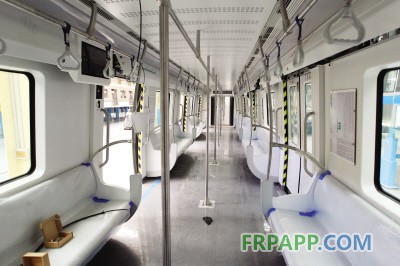 已基本裝飾完畢的地鐵列車內(nèi)部。